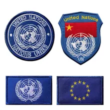 

Embroidered Logo Military Accessories United Nationas Logo Label Multi Countries Chapter Flag Logo UN Logo