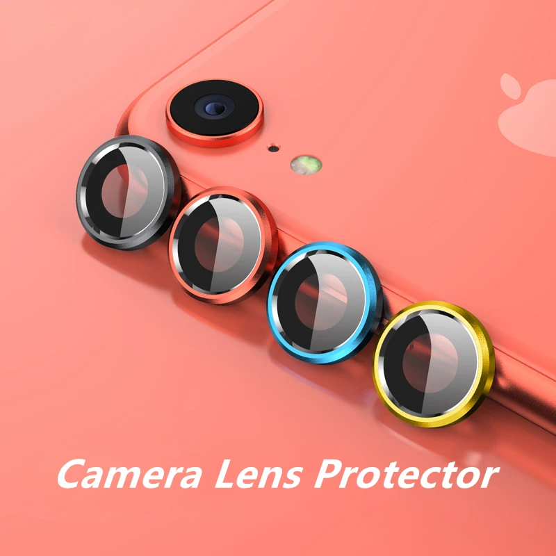 

Camera Metal Ring Glass Protector for iphone XR Tempered Lens Film + Back Case Cover Screen Protection for iphone XR Accessories