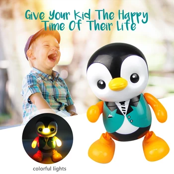 

Funny Home Penguin Shape Cute LED Light Musical Toy Colorful Round Edge Kids Gift Electric Dance Portable Singing Plastic