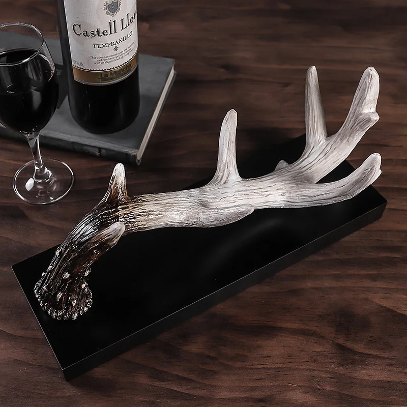 European Resin Antlers Wine Rack Ornaments Art Living Room Home Table Figurines Decoration Hotel Office Desktop Furnishing Craft