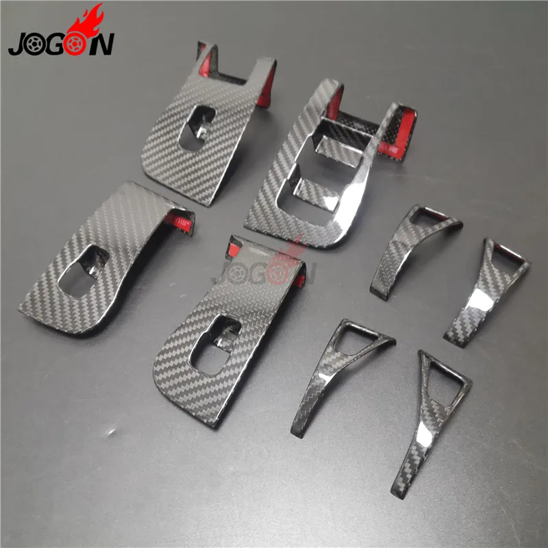 

Matte & Glossy Dry Carbon Fiber Car Door Interior Handle Window Switch Panel Trim Cover For Tesla Model 3 2017-2020