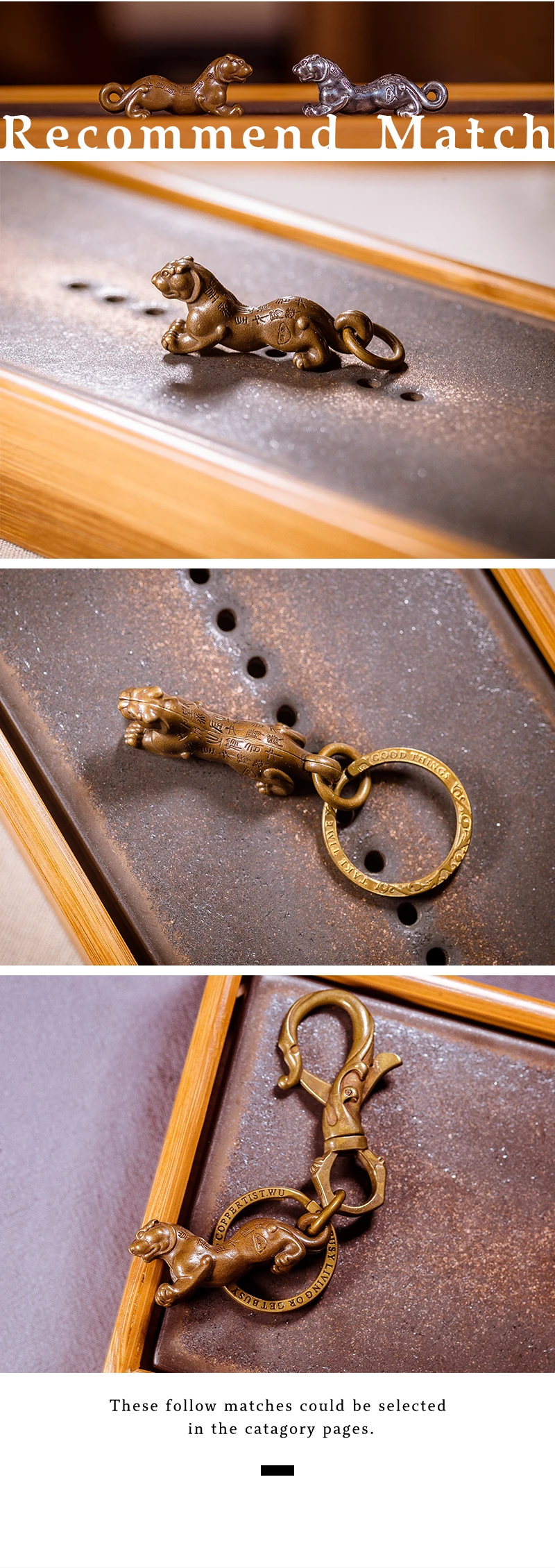 Coppertist. wu tiger symbol power token бронзовый брелок латунный брелок для ключей ручной работы Золотой Модный животный кольцо для ключей с сумочкой кулон