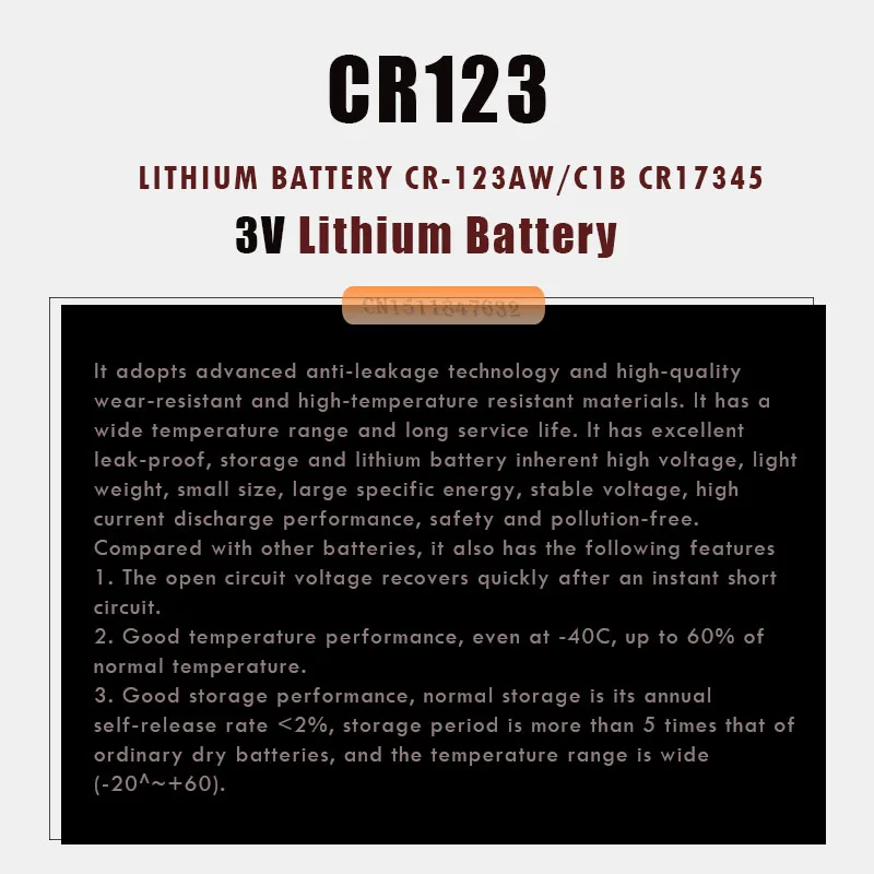 20 шт./лот Panasonic cr123a литий 3V Арло Камера Батарея CR123A CR17345 DL123A EL123A 123A