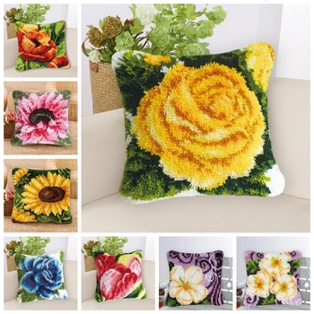 

Flower Klink Haak Kleed Bloemen Foamiran For Flowers Borduurpakket Kussen Latch Hook Pillow Embroidery Package Pillow Cross Gift