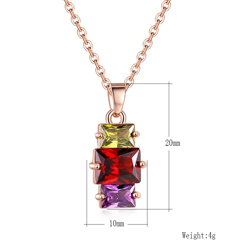 CARSINE бренд наивысшего качества Красочный кубический цирконий ожерелье s Серьги Ювелирный Комплект из розового золота цвет кулон ожерелье обруч серьги