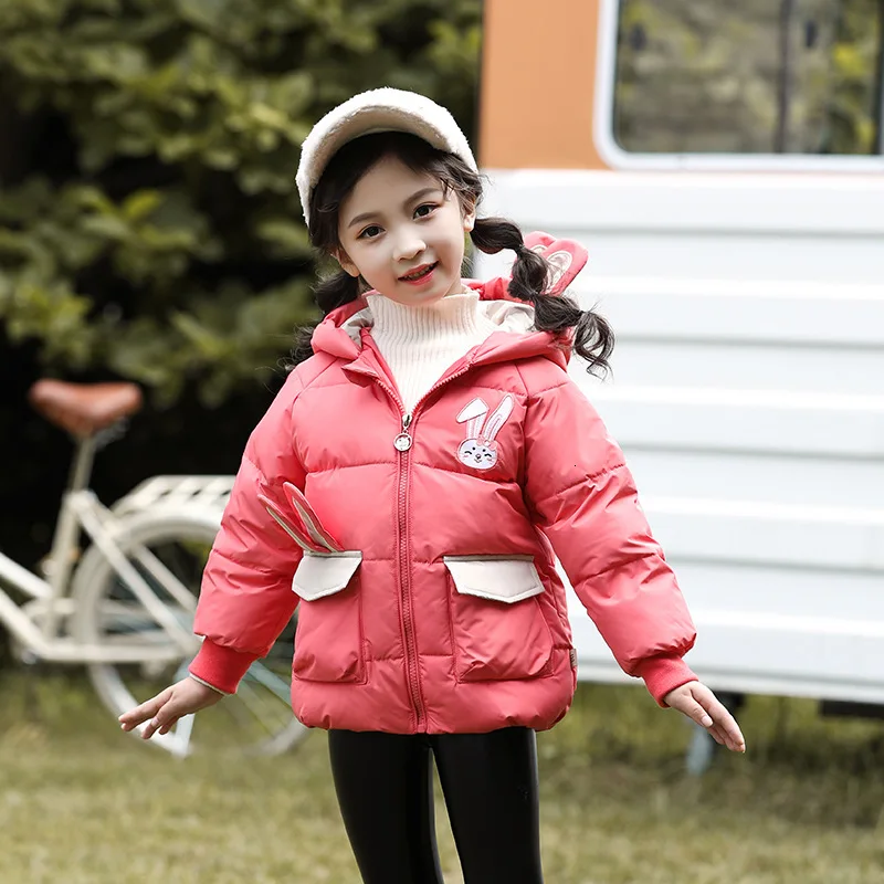 

2019 Winter 90% New Children Hooded Down Jackets Fashion Girl Cartoon Children's Garment Even Hat Down Jackets XYT901