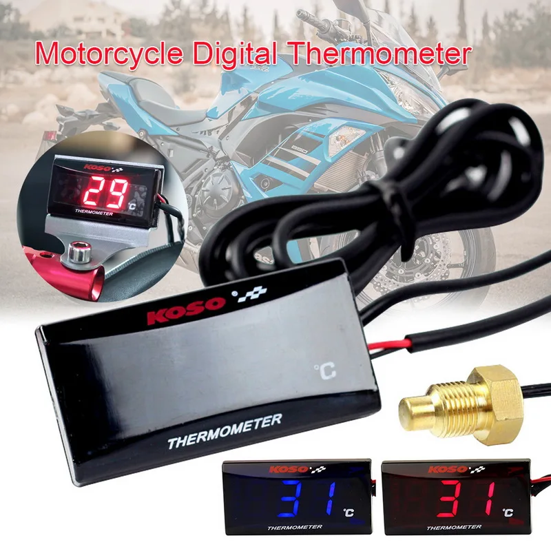 

Motorcycle Digital Thermometer Water Temperature Meter with Backlight Display Motorcycles Thermometer Voltmeter Timer Hot