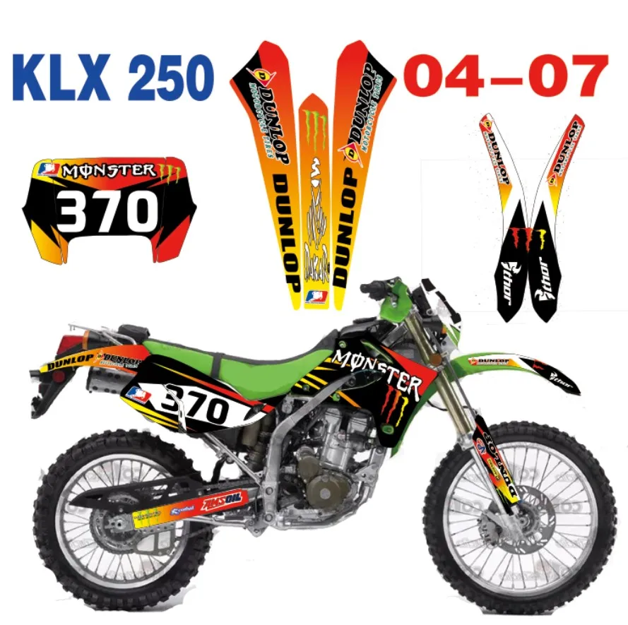 Для Кавасаки KLX250 KL250X графические наклейки, наклейки на заказ, номер и имя для Кавасаки KLX 250 250KLX 2004 2005 2006 2007