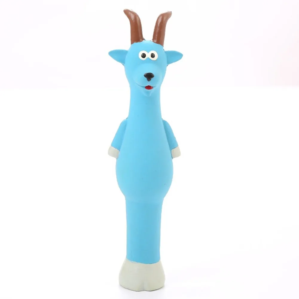 BLUE 18.5CM Собаки латексный писк Жевательная дрессировка товары для домашних животных 1 шт. игрушка для собак Щенок стоящий овечий бык мультяшная игрушка 4 цвета - Цвет: BLUE 18.5CM
