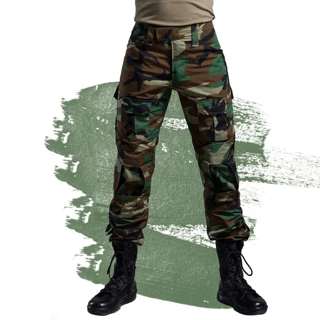 Without knee pads Тактические штаны, военные брюки-карго, мужские наколенники, армейская страйкбольная камуфляжная одежда, охотничьи полевые боевые брюки, панталоны - Цвет: Without knee pads