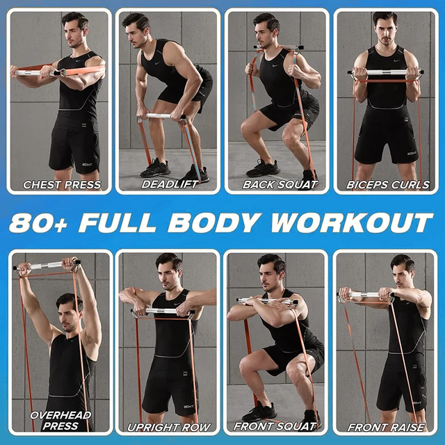 Pilates Bar Kit With Resistance Bands Full Body Workout Set