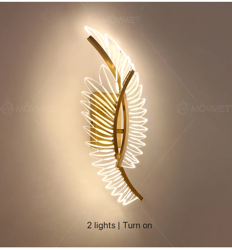 outside wall lights Bedside Lamp Leaves Tree Leaf Bedroom Creative Light Luxury Acrylic Gold Metal For Living Room Corridor Stairs LED Wall Light plug in wall sconce