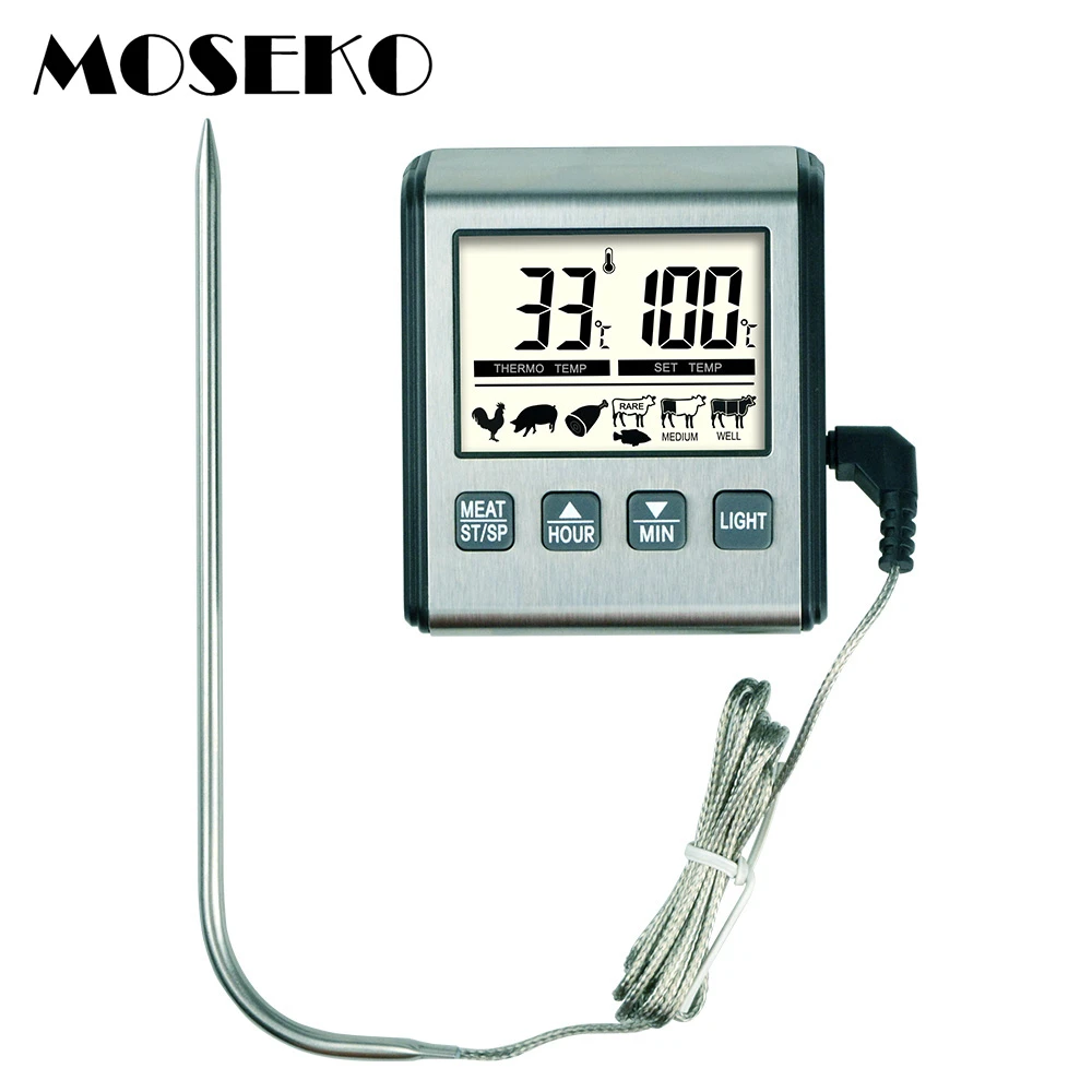 Digital Probe Meat Cooking Thermometer Timer Alarm for BBQ Food Oven Grill Tools
