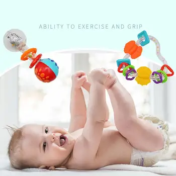 

RCtown Baby Rattle Toys Hand Bells Newborn Infant Early Educational Doll Teether Toy Interactive Bell