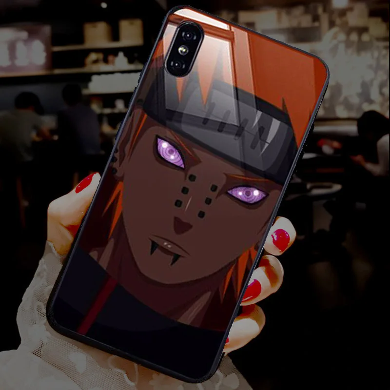 

Pain Kurama Call Light Case For iPhone11 pro 8 7 6 6S Plus X XS MAX XR LED Cases Tempered Glass Coque Anime Naruto Flash Cover