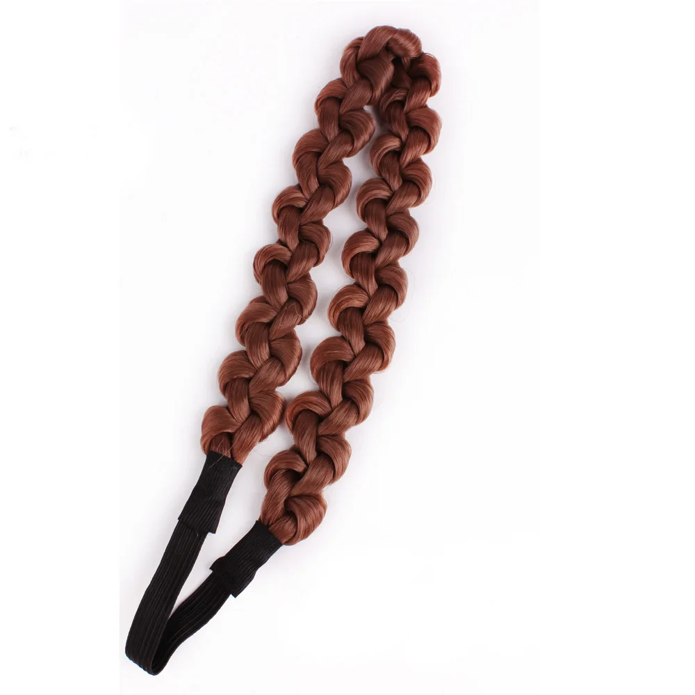 1 шт., модные женские и девичьи синтетические волосы, плетеные, эластичные, крученые, повязка на голову, плетеная лента, популярные аксессуары для волос - Цвет: brown