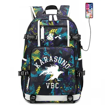 

Haikyu Backpack USB Port Rucksack Bag Snake Pattern Teenager Student School Bags travel Shoulder Laptop Bag