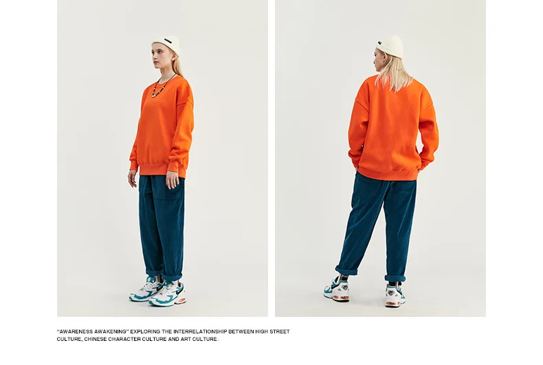 Fionto, Мужская одежда, толстая, 350 г, с мехом, карамельный цвет, чистый цвет, свободные плечи, круглый вырез, защита для мужчин, толстовка