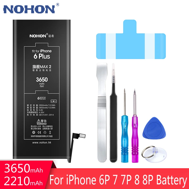 Новый аккумулятор NOHON для Apple iPhone 6 7 8 Plus 6Plus сменный с высокой реальной емкостью