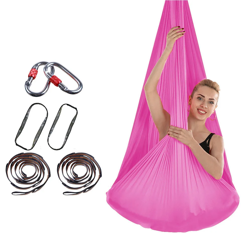 

Aerial Flying Yoga Hammock Kit Anti Gravity Elastic Swing Equipment Multifunctional Tool Training Belts With Chains Carabiners