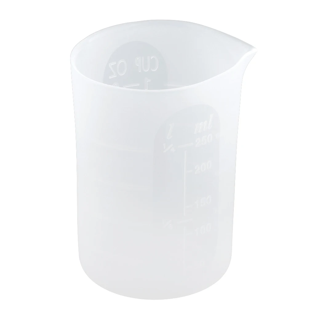 250ml Clear Silicone Reusable Mixing Measuring Cup Liquid Epoxy Resin