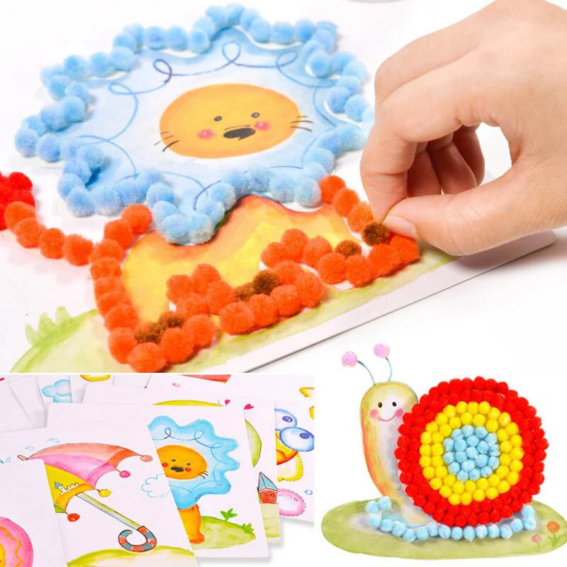 Stickers Crafts Puzzles Plush-Ball Handmade-Material Educational Baby Kids Creative Children