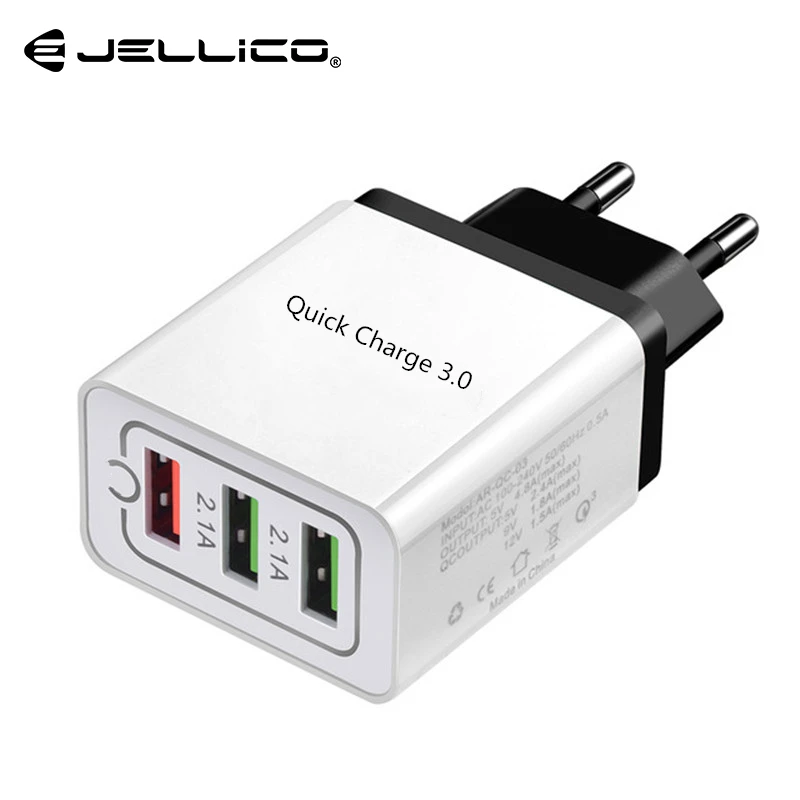 Black Jellico quick charge 3,0 USB зарядное устройство для iPhone X 8 7 iPad быстрое настенное зарядное устройство для samsung S9 Xiaomi Mi 8 huawei P20 Pro 3 порта - Тип штекера: Black