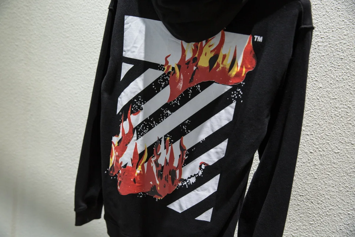 hot Spring Autumn 19ss off-white Flame print streetwear Men's women hoodie