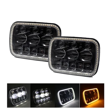 

5 x 7'' 6x7 Led Headlight Sealed Beam High/Low Beam With Halo DRL Replace any 200MM H6054 H6014 H6052 Style Light For Jeep