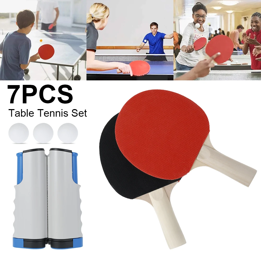 Table Tennis Kit Ping Pong Set Portable Retractable Net 2 Bats with 3 Balls New 