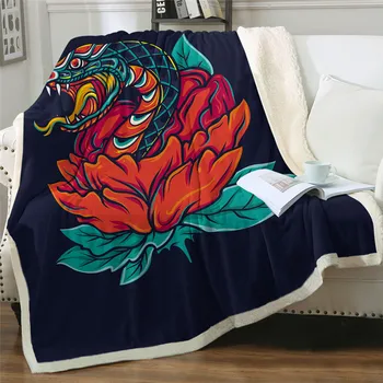 

2020 New Flower Pink Blanket Snake Plush Blanket Watercolor Peony Sherpa Fleece Blanket Floral Throw Fashion Blanket