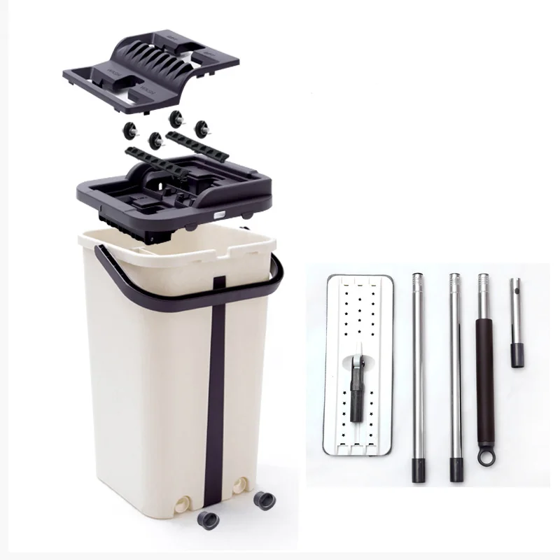 

Drop Shipping Mop Bucket With Replacement Mop Cloth Magic Floor Cleaning Squeeze Flat Mops Kitchen Floor Cleaner