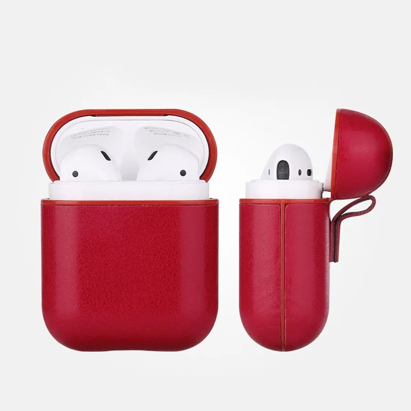 Защитный чехол из искусственной кожи с монограммой для Airpod 2 - Цвет: red