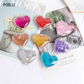 

POBLU Cute Bling Lovely Heart Phone Ring Socket Holder Stand 3D Quicksand Ring Holder For iPhone Smartphone Mobile Phone Bracket