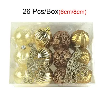

26pcs/box 6/8cm Christmas Ball Hanging Xmas Tree Ornaments Wedding Party Decor