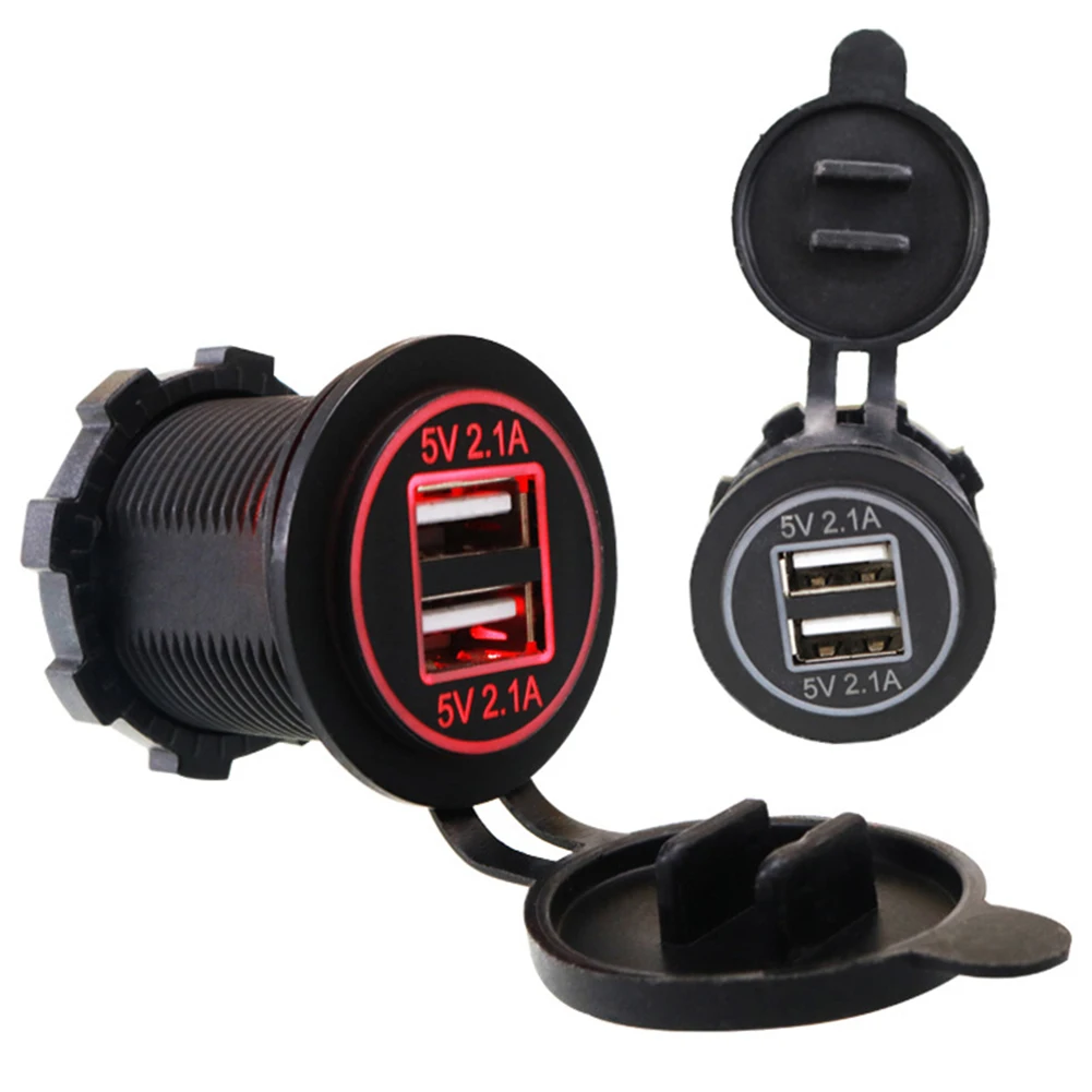 5V 2.1A Dual USB Ports LED Display Car Motorcycle Phone Charger Outlet Adapter Motorcycle Electric Accessories