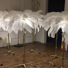 Американский роскошный дизайн студийная сеть знаменитостей спальня гостиная медная перьевая лампа ветка перо Настольная и напольная лампа