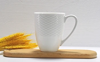 

400ML, plain white bone china coffee mug, porcelain embossed tumbler, taza cafe cups and mugs, creative enamel cup