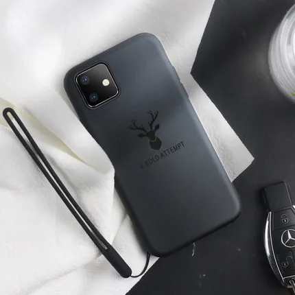 black Для Apple iphone 11 чехол мягкий жидкий силиконовый олень Тонкий чехол для кожи защитный чехол для iphone 11 pro 11max iphone 11 - Цвет: black