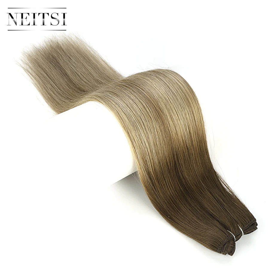 Neitsi прямые сложенные пополам волосы Remy человеческие волосы плетение для наращивания Balayage 2" 50 см 100 г/шт. Омбре прядь натуральных волос пучки