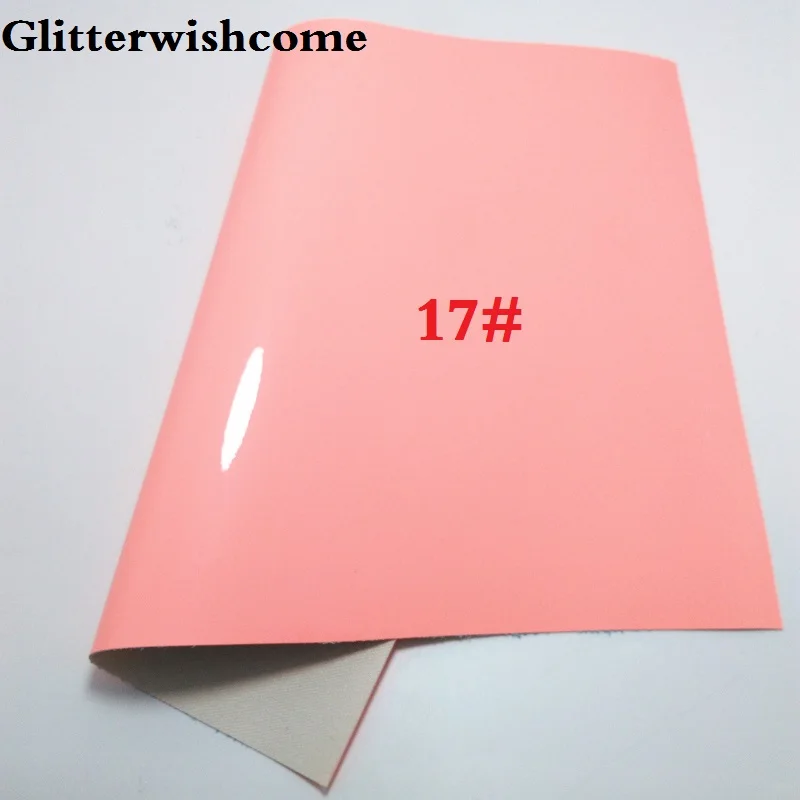 17 Glitterwishcome 30X134 см мини рулон синтетическая кожа, Флуо лакированная гладкая кожа, искусственная из искусственной кожи Ткань Винил для бантов, GM024 - Цвет: 17