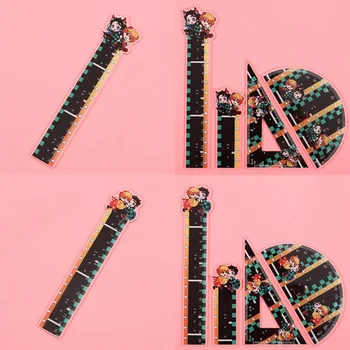 

4Pcs/Set New Style Anime Demon Slayer: Kimetsu No Yaiba Cosplay Ruler Set Measuring Scale Students Cartoon Measure Ruler Gift