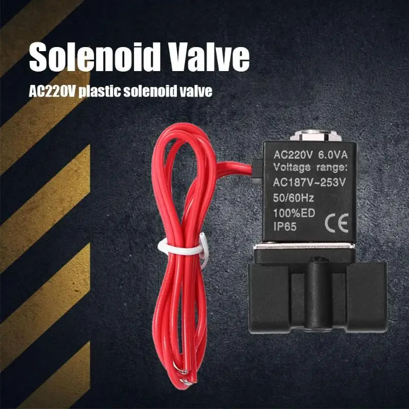 AC110V/220 V пластиковый электромагнитный клапан 2 способа прямого действия нормально закрытый клапан 1/" 1/4" прямого действия односторонний Соленоидный клапан
