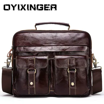 

13.3 Inch Laptop Bag Genuine Leather Men Messenger Bags Handbag Busines Bolsas Travel Brand Crossbody Bags Shoulder Bag 2020 New
