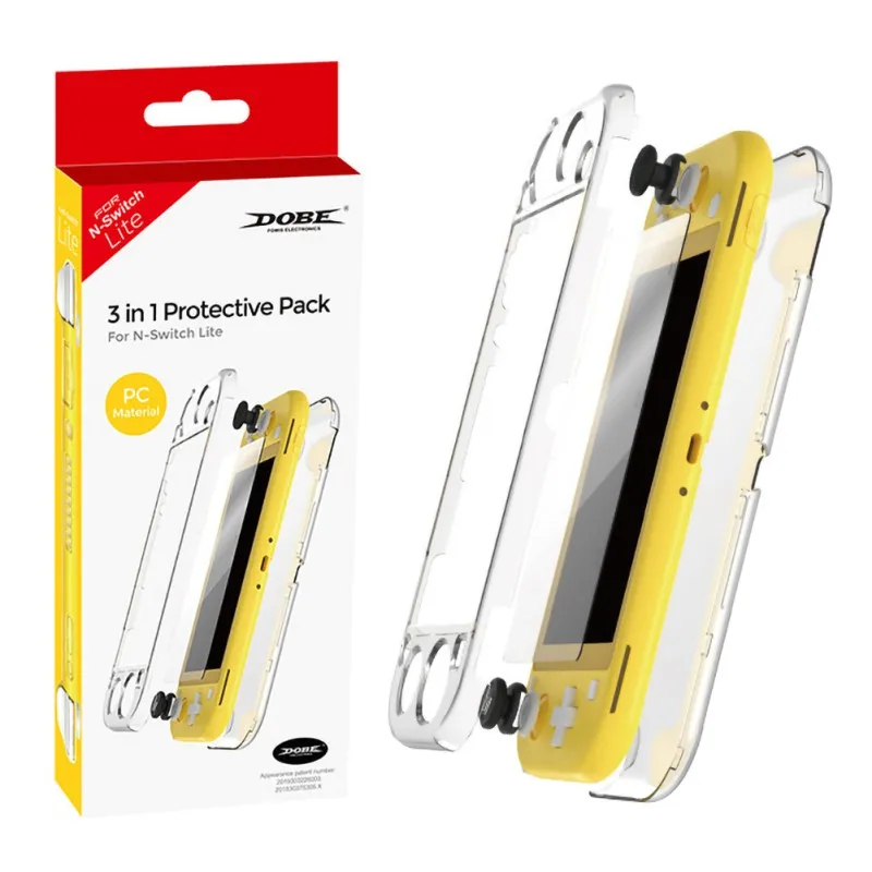 White Switch Lite игровая консоль прозрачный каплестойкий Кристалл Корпус с откидной крышкой закаленная пленка 3 в 1 комплект - Цвет: White