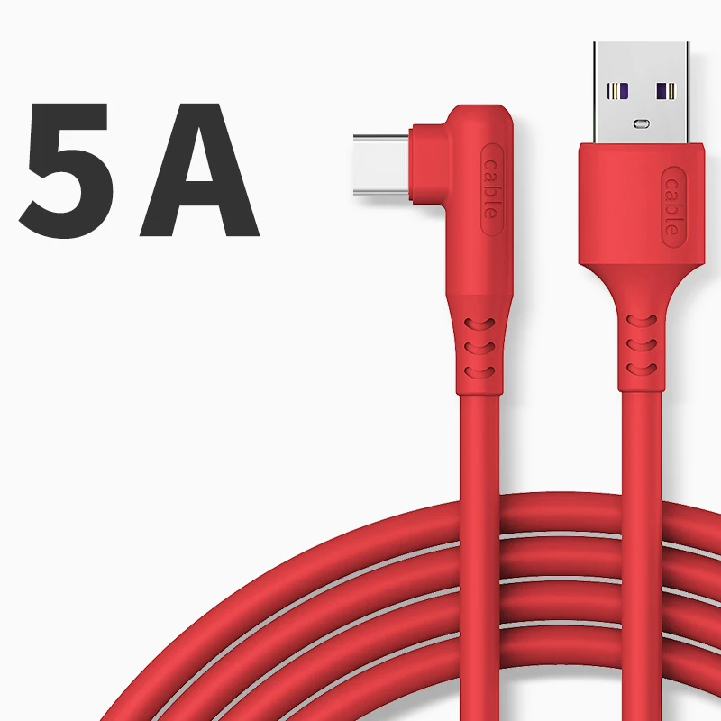 90 Degree Elbow 5A USB Cable Fast Charging Type C Cable Mobile Phone Charger Cord for Huawei P40 Xiaomi Redmi Usb C Cable iphone charger cable Cables