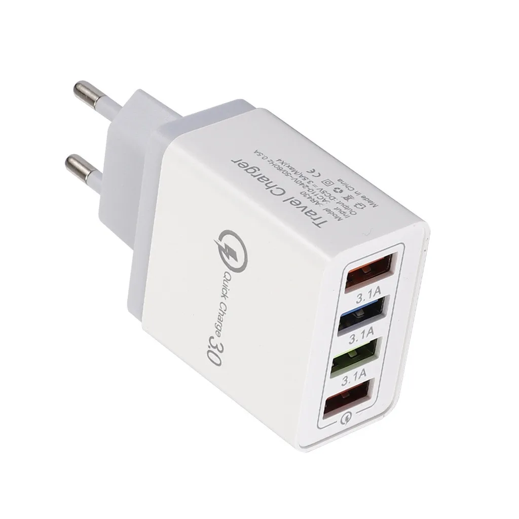 4 порта ЕС вилка Быстрая зарядка QC 3,0 usb-хаб настенное зарядное устройство 3.5A адаптер питания более эффективная зарядка ЕС вилка