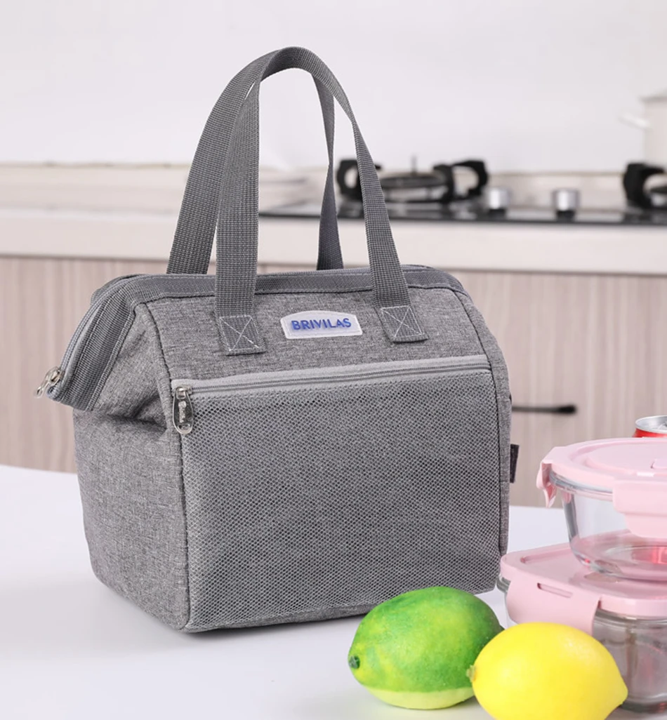 Simple Lunch Bag Cotton Frog Mouth Food Picnic Ice Bag Insulated Tote Cooler Bag Thermal Child Big Capacity Women Aluminum Foil