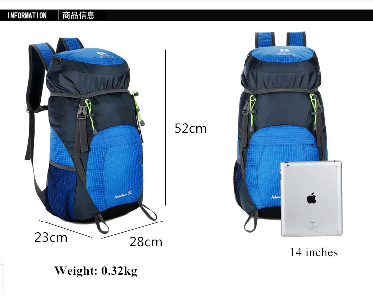 Men Outdoor backpack camping bag 35L Ultralight waterproof travel Folding backpack Women Sports camping hiking Hike Pack
