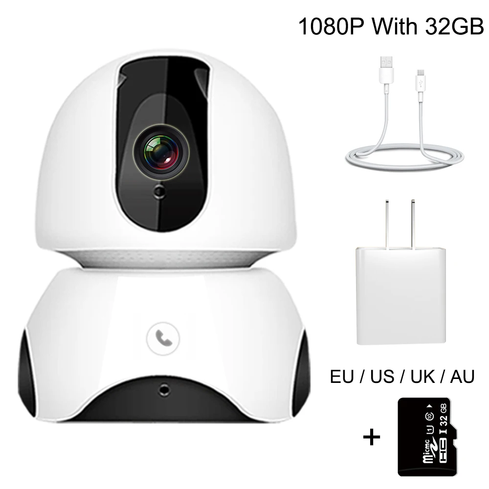 WiFi Детский Монитор 1080P беспроводной детский спальный монитор двухсторонний аудио автоматическое отслеживание ночного видения камера для пожилых людей няня телефон - Цвет: Set3 1080P with 32GB